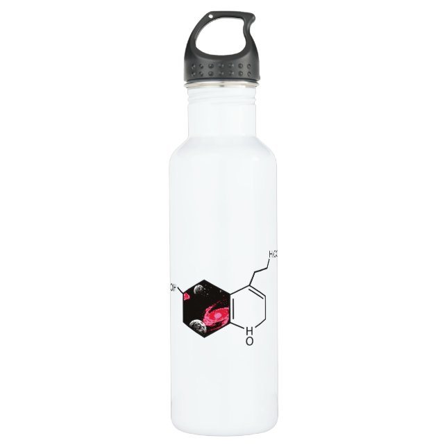 Chemical molecule with outer space view stainless steel water bottle (Front)