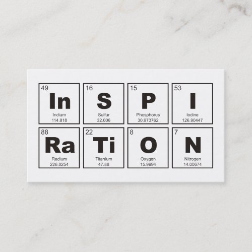 Chemical periodic table of elements InSPIRaTiON Business Card