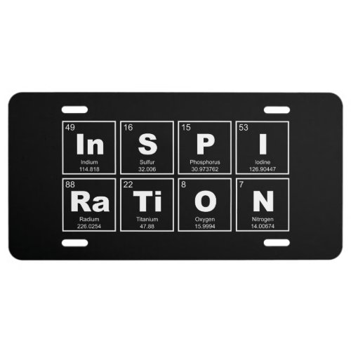 Chemical periodic table of elements InSPIRaTiON License Plate