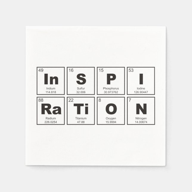 Chemical periodic table of elements: InSPIRaTiON Napkins (Front)