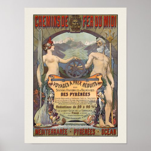 Chemins de fer du Midi France Vintage Poster 1900