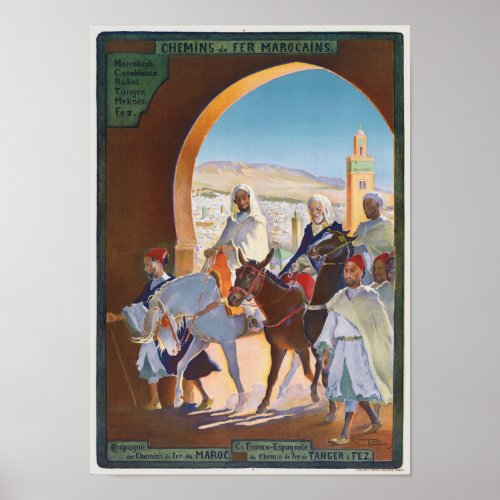Chemins de fer Marocains Morocco Vintage Poster 19