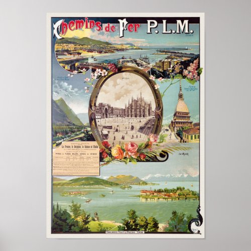 Chemins de fer PLM Italy Vintage Poster 1895