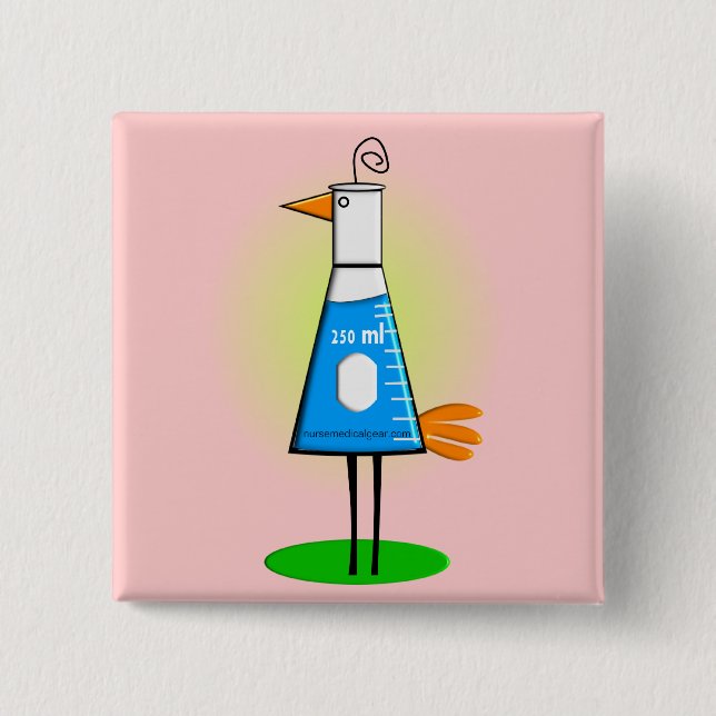 Chemist "Beeker Bird" Gifts Button (Front)