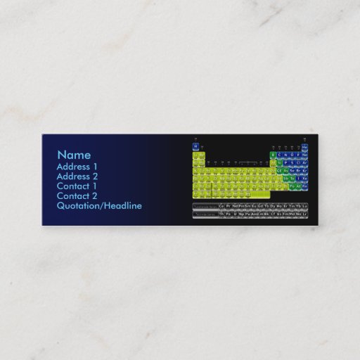 Customizable Chemist Card with Periodic Table Business Card Templates