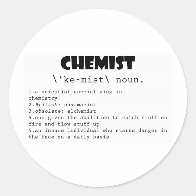 Chemist Definition Classic Round Sticker (Front)