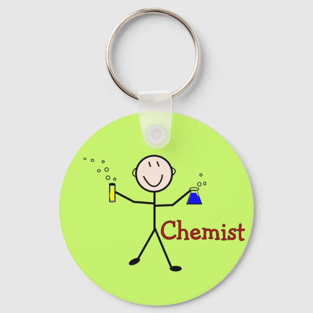 Chemist Gifts-Stick Person With Test Tubes Keychain (Front)