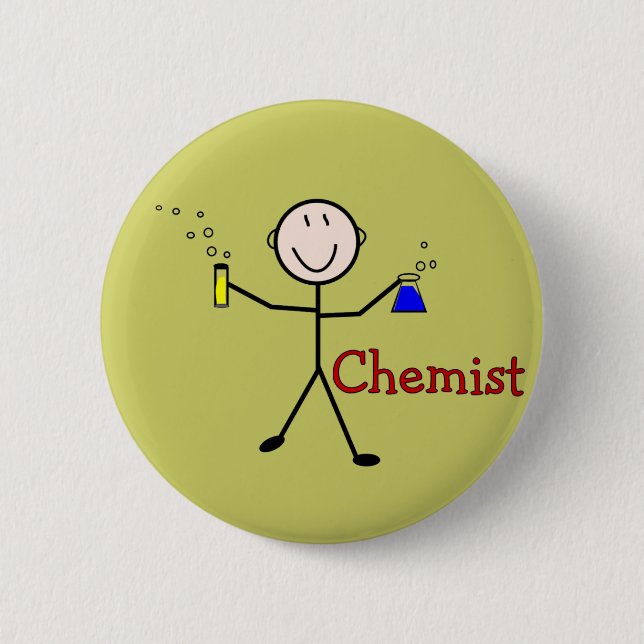 Chemist Gifts-Stick Person With Test Tubes Pinback Button (Front)