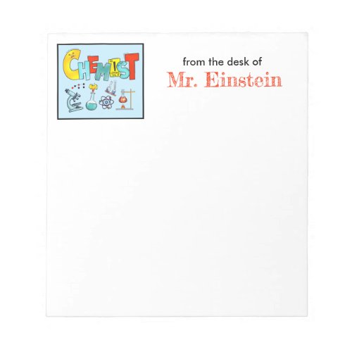 Chemist Teacher Appreciation Gift Personalized Notepad