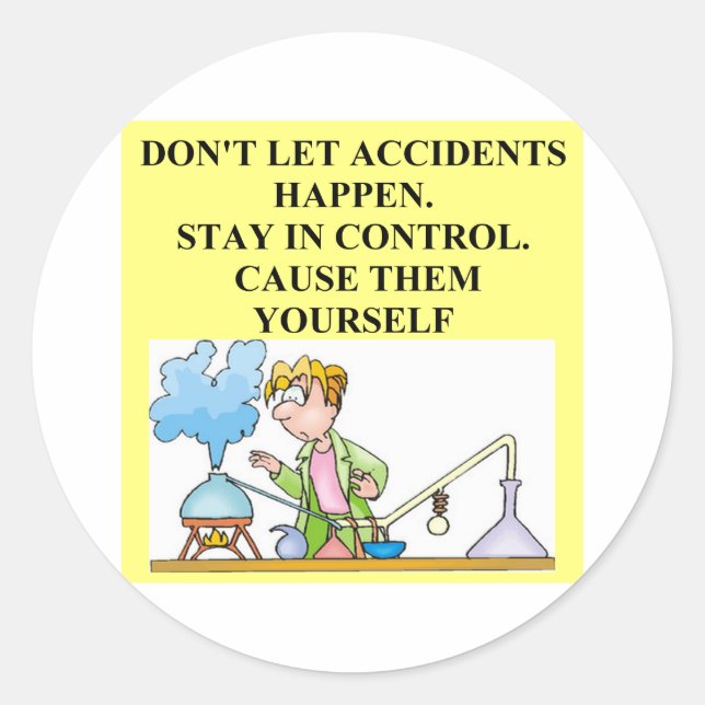 chemistry accidents classic round sticker (Front)