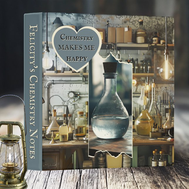 Chemistry Back to School Binder (Binder featuring imagery of a chemistry lab in retro steampunk style - back to school - university)