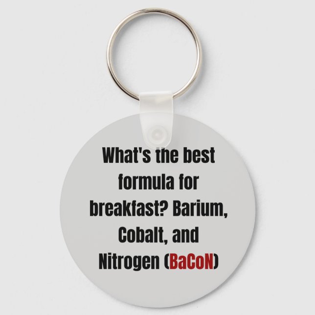 Chemistry Bacon Pun Keychain (Front)