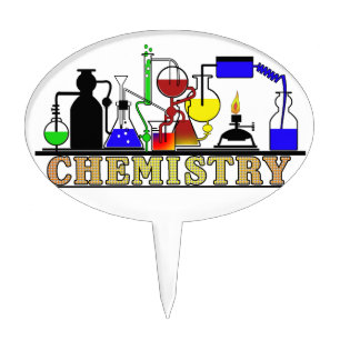 CHEMISTRY BEAKERS AND FLASKS LOGO CAKE TOPPER