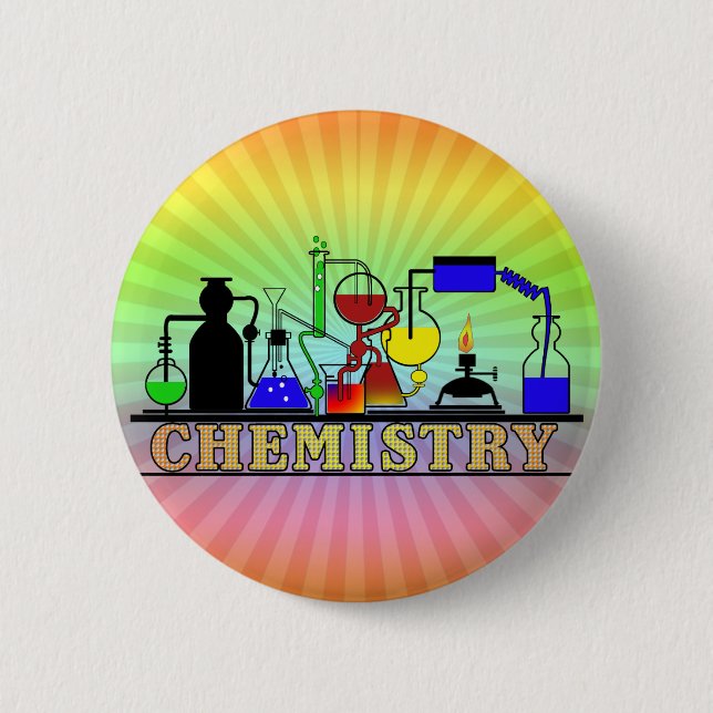 CHEMISTRY BEAKERS AND FLASKS LOGO PINBACK BUTTON (Front)