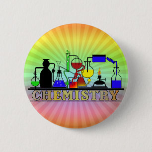 CHEMISTRY BEAKERS AND FLASKS LOGO PINBACK BUTTON