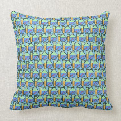 Chemistry Beakers Blue and Green Pillow