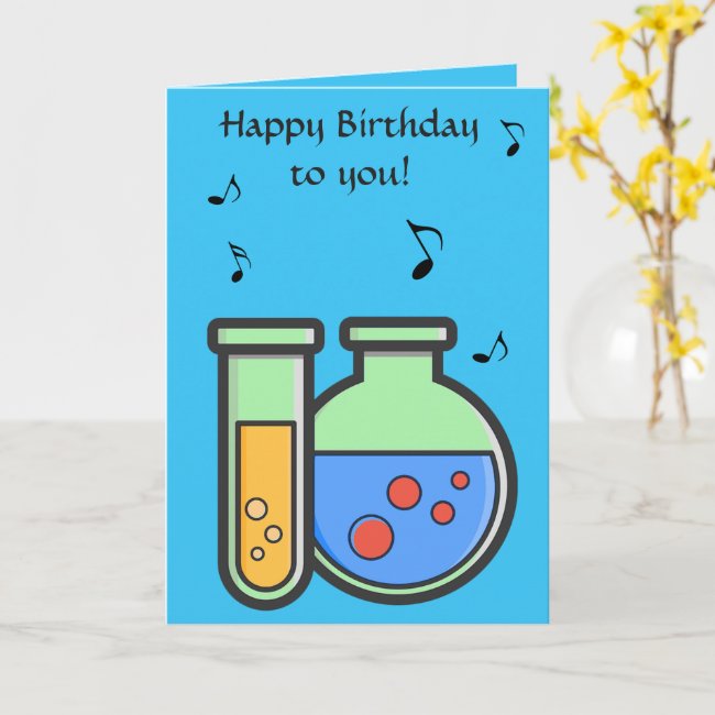 Chemistry Beakers Blue Birthday Card