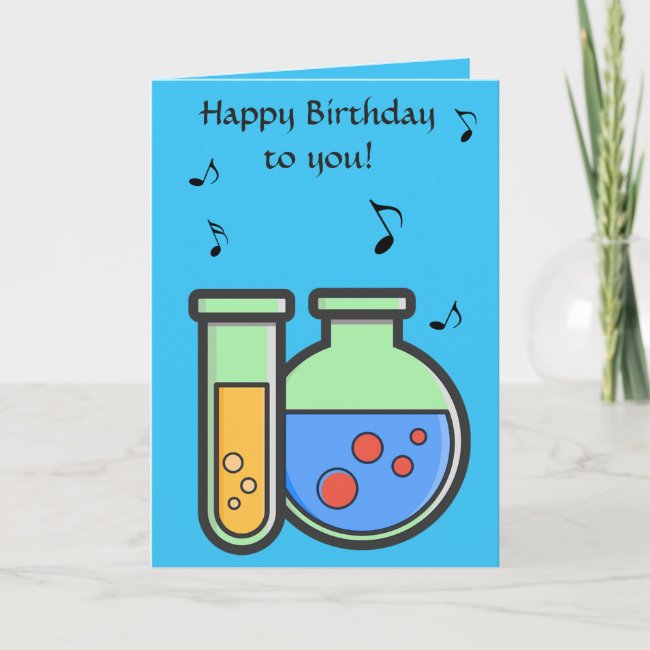 Chemistry Beakers Blue Birthday Card