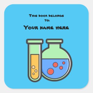 Chemistry Beakers Green and Blue  Bookplate