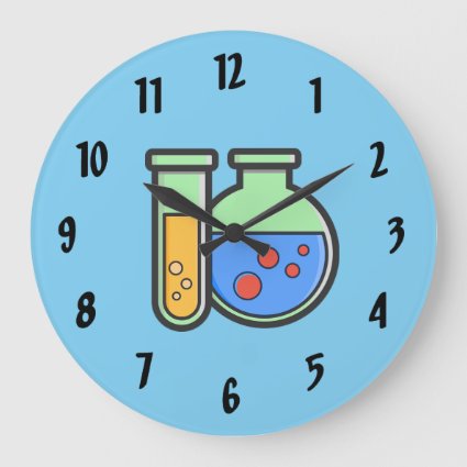 Chemistry Beakers Green and Blue Clock