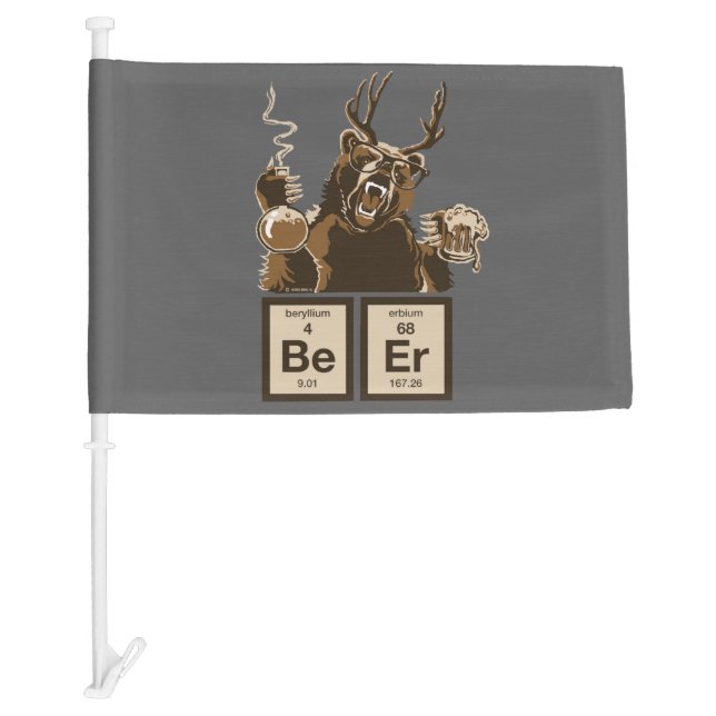 Chemistry bear discovered beer car flag (Front)