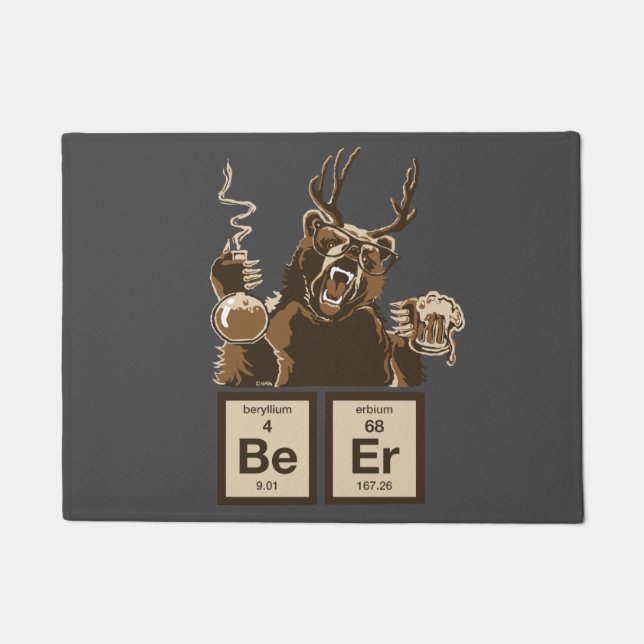 Chemistry bear discovered beer doormat (Front)