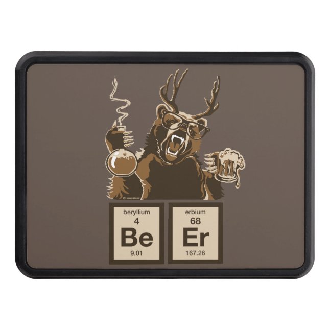 Chemistry bear discovered beer hitch cover (Front)