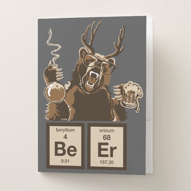Chemistry bear discovered beer pocket folder (Front)