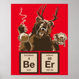 Chemistry bear discovered beer poster