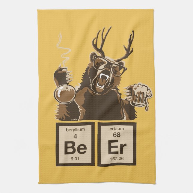 Chemistry bear discovered beer towel (Vertical)