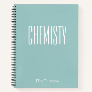 Chemistry Blank and Lined Paper Aqua Blue Name Notebook