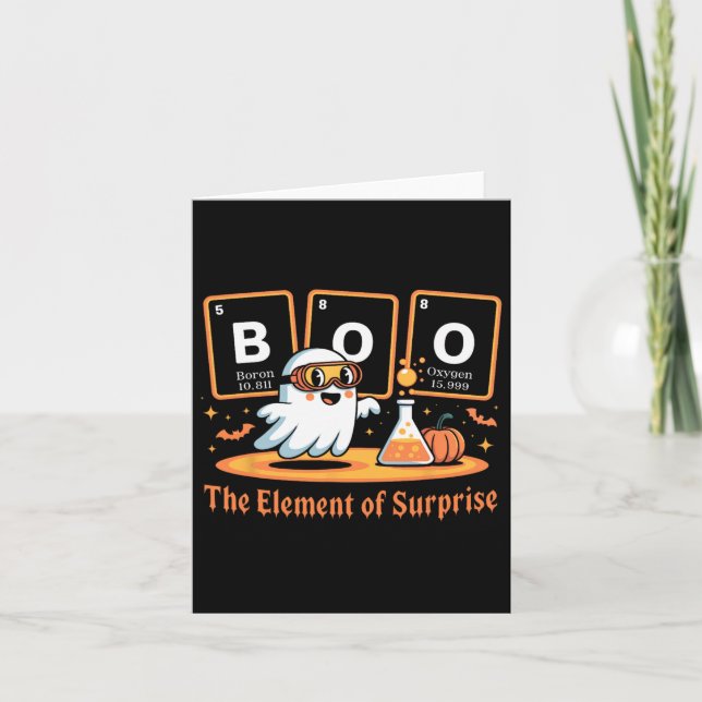 Chemistry Boo The Element Of Surprise Cute Chemist Card (Front)