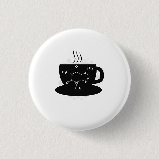 Chemistry Caffeine Molecule Button (Front)