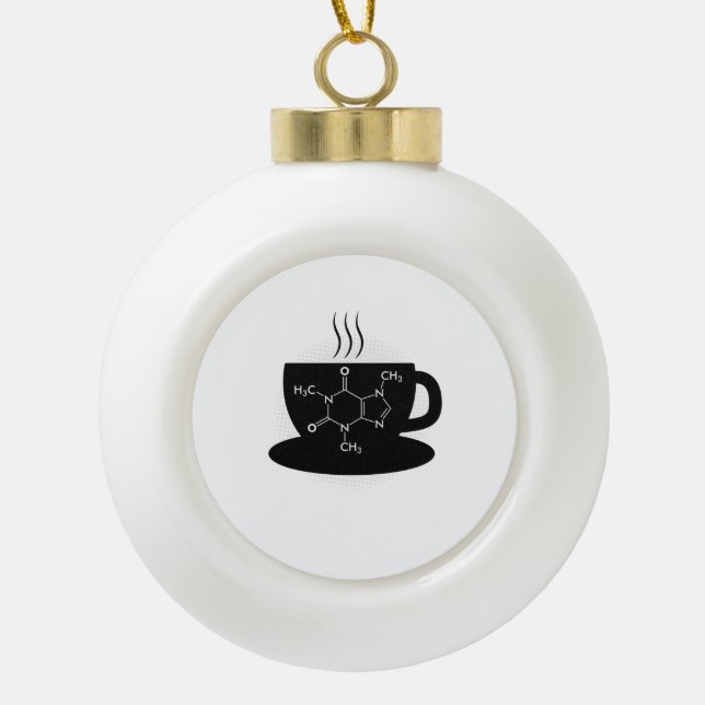 Chemistry Caffeine Molecule  Ceramic Ball Christmas Ornament (Front)
