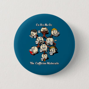 Chemistry Caffeine Molecule Funny Science Geek Cof Button