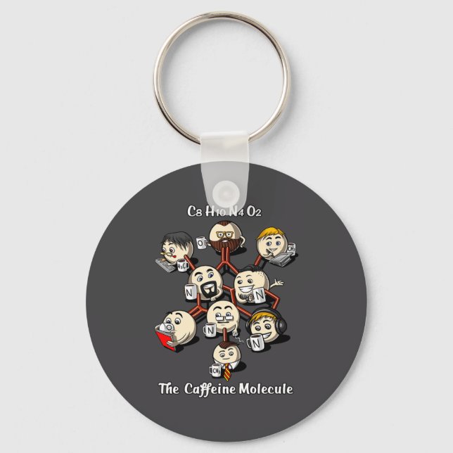 Chemistry Caffeine Molecule Funny Science Geek Cof Keychain (Front)