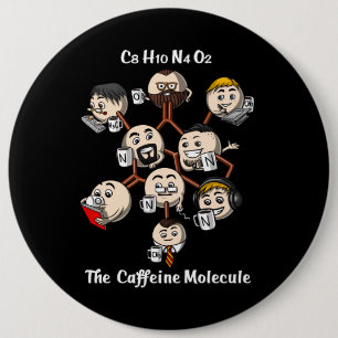 Chemistry Caffeine Molecule Science Coffee Geek Button