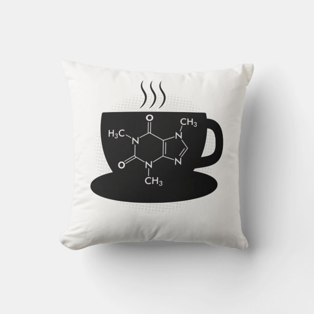 Chemistry Caffeine Molecule Throw Pillow (Front)
