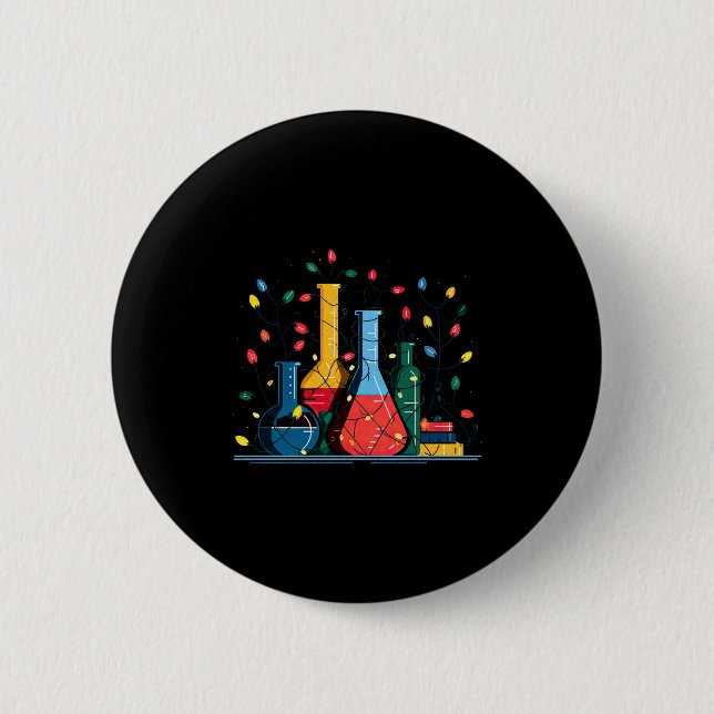 Chemistry Christmas Lights Lover Chemist Science L Button (Front)