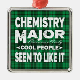 Chemistry College Major Student Green Plaid Metal Ornament