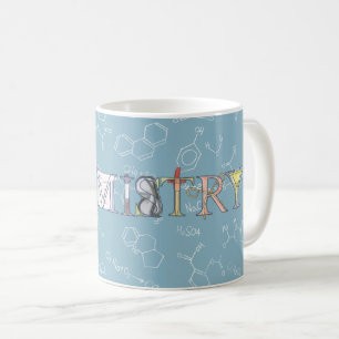 Chemistry diagram and typography blue coffee mug