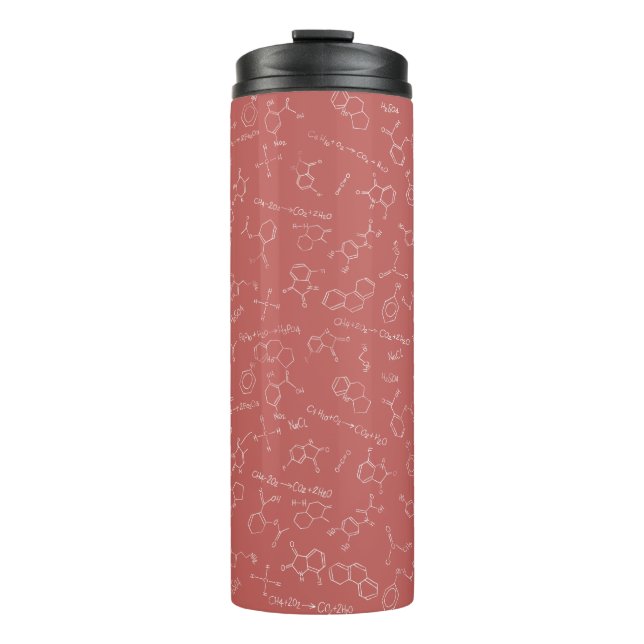Chemistry diagram design dusky pink thermal tumbler (Front)
