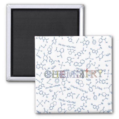 Chemistry diagram pattern and typography magnet