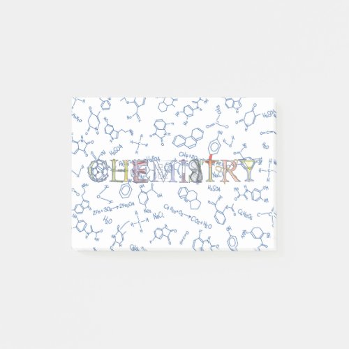 Chemistry diagram pattern and typography n post_it notes
