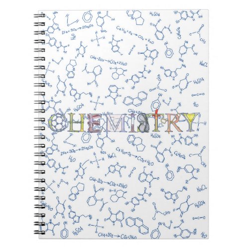 Chemistry diagram pattern and typography notebook