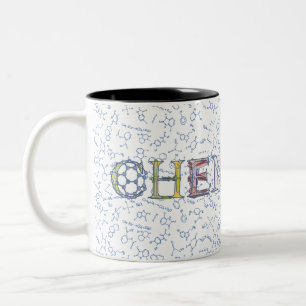 Chemistry diagram pattern and typography Two-Tone Coffee Mug