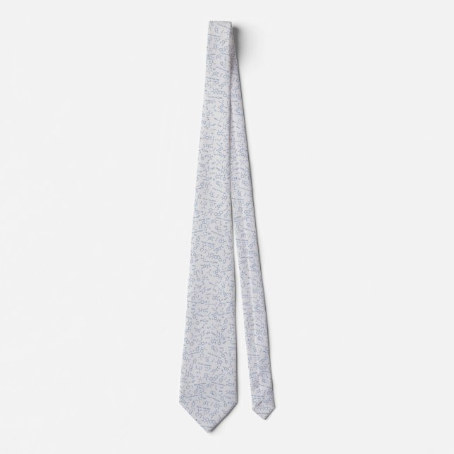 Chemistry diagram pattern blue on grey neck tie (Front)