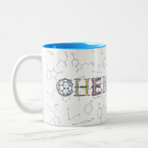 Chemistry diagrams and typography design Two-Tone coffee mug