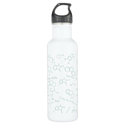 Chemistry diagrams design in green stainless steel water bottle
