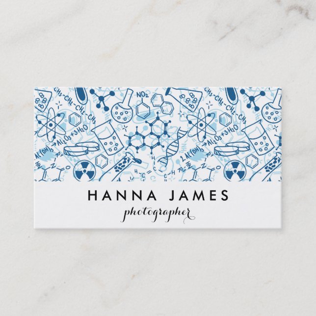 Chemistry Doodle Pad Drawing Personalized Text Business Card (Front)